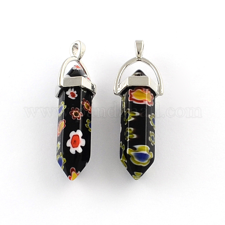 Millefiori Glass Pendants with Alloy Findings LK-R008-06P-1