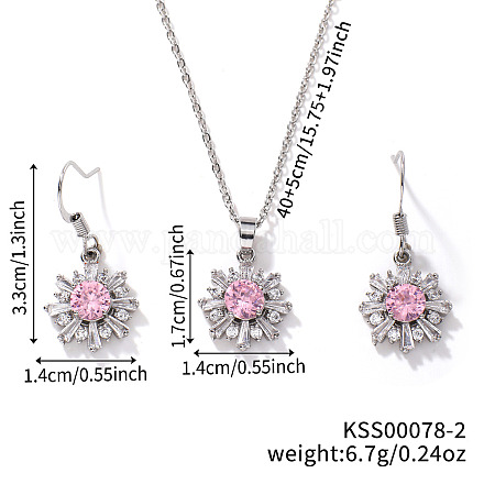 Комплект украшений в виде цветов из латунных стразов EH2755-2-1