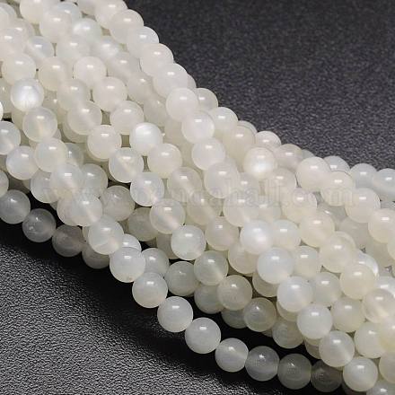 Fili di perline rotonde in pietra di luna bianca naturale G-L425-22-5mm-1