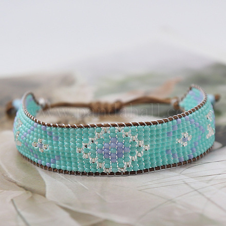 Браслеты из бисера в стиле бохо с ромбическим узором из стеклянных бус WG1D303-03-1