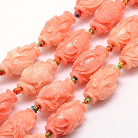 Synthetic Coral Carven Beads Strands CORA-G112-A-01-1