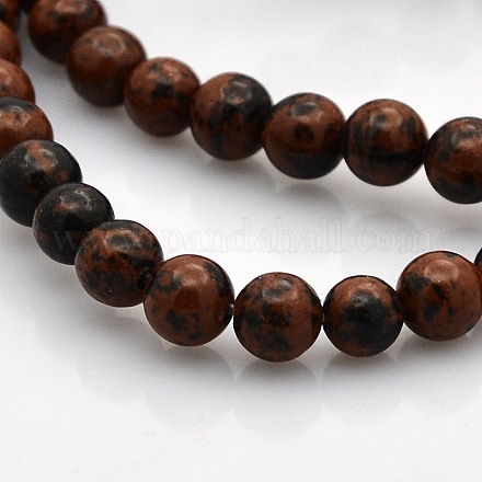 Round Natural Mahogany Obsidian Beads Strands G-N0120-20-6mm-1