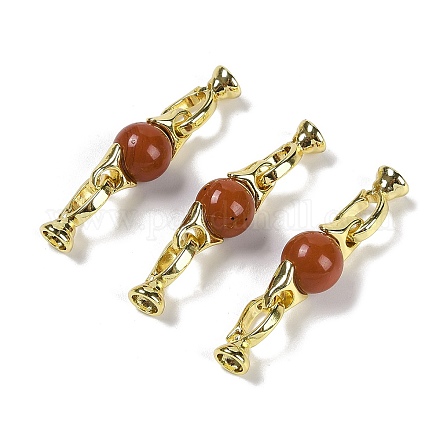 Натуральный родонит с латунными застежками-раскладушками G-G141-03G-06-1