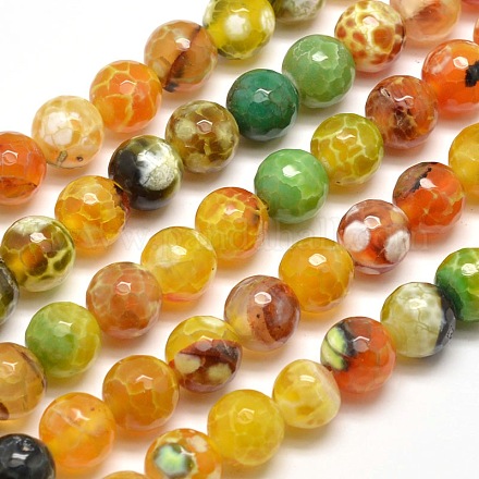 Dyed Natural Agate Faceted Round Beads Strands G-E268-09-1