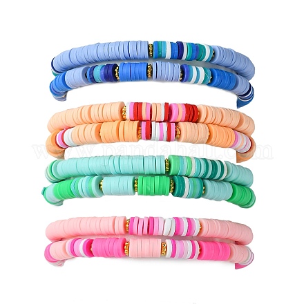 Tre Bracciali Colorati In Pasta Polimerica, Blu, Viola E Vinaccia Pezzi Unici