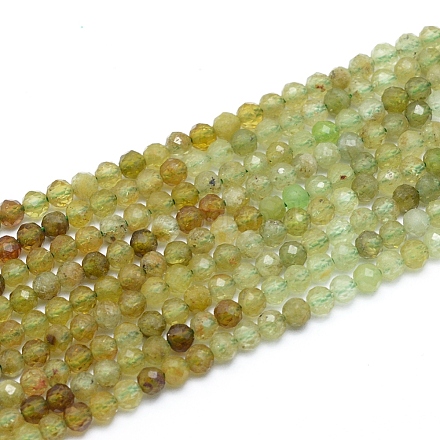 Naturelles grenat vert brins de perles G-G823-19-3mm-1