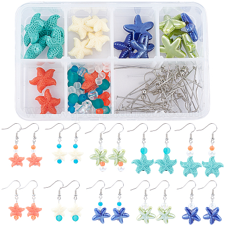 Sunnyclue DIY kits para hacer aretes colgantes con forma de estrella de mar DIY-SC0012-42P-1