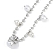 Rack Plating Brass Micro Pave Clear Cubic Zirconia Bowknot Pendant Ball Chain Necklaces, ABS Imitation Pearl Bib Necklaces, Cadmium Free & Lead Free, Long-Lasting Plated, Platinum, 16.81 inch(42.7cm)