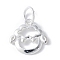 925 Sterling Silver Chinese Zodiac Outline Charms, with Jump Rings, Silver Color Plated, Sheep, 9.5~15x10~11.5x1~2mm, Hole: 3.5mm