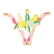 Alloy Enamel Pendants, Golden, Cattle Head with Flower Charm, Pearl Pink, 34x42x3mm, Hole: 2mm, 10pcs/set