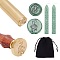 DIY Wax Seal Stamp Kits, Including Brass Handles, Sealing Wax Sticks, Rectangle Velvet Pouches, Golden, Flower Pattern Brass Handles: 1pc