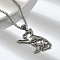 201 Stainless Steel Dog Outline Pendant Necklaces, Stainless Steel Color, 22.91 inch(58.2cm)