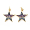Brass Micro Pave Cubic Zirconia Pendants, with Jump Rings, Star, Golden, Colorful, 19x17x2.5mm, Hole: 3mm