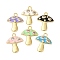 Brass Micro Pave Cubic Zirconia Pendants, with Enamel, Mushroom Charms, Rack Plating, Long-Lasting Plated, Cadmium Free & Lead Free, Real 18K Gold Plated, Mixed Color, 22.5x19.5x3mm, Hole: 2mm