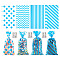 4 Styles OPP Cellophane Candy Storage Bags Sets, Rectangle with Pattern, Blue, 27x13x0.002cm