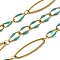 304 Stainless Steel Enamel Link Chains, Soldered, with Spool, Ion Plating(IP), Medium Turquoise, 20x6x1mm