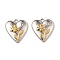 304 Stainless Steel Rhinestone Pendants, Golden & Stainless Steel Color, Heart with Flower, 20x19x3mm, Hole: 2mm