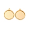 Brass Pendant Cabochon Settings, Long-Lasting Plated, Nickel Free, Flat Round, Real 18K Gold Plated, Tray: 12mm, 16x14x1.5mm, Hole: 1.2mm
