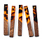 Transparent Resin & Walnut Wood Pendants, with Gold Foil, Rectangle Charms, Dark Orange, 40x5x4mm, Hole: 2mm