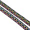 Ethnic Style Embroidery Flat Polyester Elastic Rubber Cord/Band, Webbing Garment Sewing Accessories, Rhombus Pattern, Colorful, 26mm