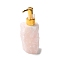 Raw Natural Rose Quartz Pump Press Bottles, with Plating Plastic Nozzle, Refillable Bottle, for Cosmetics, Essential Oil Emulsion, 53~70x42~64x143~150mm