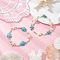 2Pcs Turtle and Starfish Synthetic Turquoise Beads & Natural Cultured Freshwater Pearl Beads Bracelets for Women, Mixed Color, Inner Diameter: 2-1/8 inch(5.5cm)