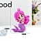 PVC Plastic Keychain, with Iron Ring, Mermaid, Fuchsia, Pendant: 5.5x4.4cm