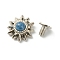 Alloy Decorative Rivets, with Synthetic Turquoise and Iron Screws, for Purse, Bags, Leather Crafts Decoration, Sunflower, Steel Blue, 14x6.5mm, Hole: 2.5mm
