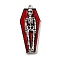 Halloween Alloy Enamel Pendants, Coffin with Skeleton Charm, Antique Silver, FireBrick, 39.5x17x3mm, Hole: 1.8mm