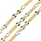 Brass Figaro Chains, Soldered, with Enamel, Rack Plating, Long-Lasting Plated, Lead Free & Cadmium Free, with Spool, Real 18K Gold Plated, Blue, 5x3x1mm and 2.5x2x1mm