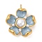 304 Stainless Steel Enamel Pendants, with ABS Imitation Pearls Beads, Flower Charms, Real 18K Gold Plated, PVD Vacuum Plating, Light Blue, 32.5x29.5x10mm, Hole: 3mm
