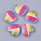 Resin Cabochons, with Sequins/Paillette, Heart, Colorful, 16x17x4mm