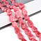 Natural White Jade Beads Strands, Triangle, Dyed, Light Coral, 13~20x10~14x6.5~10mm, Hole: 1~1.2mm, about 21~23pcs/strand, 14.37~15.16 inch(36.5~38.5cm)