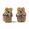 Hand-Painted Porcelain Beads, Animal, Bear, 18x12~12.5x11~12mm, Hole: 1.5~1.8mm