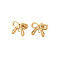 Ion Plating(IP) 304 Stainless Steel Stud Earring Findings, with Ear Nuts and Loops, Bowknot, Real 14K Gold Plated, 12x15mm, Hole: 1.8mm, Pin: 0.7mm