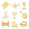 OLYCRAFT 9pcs 1.6x1.6 Inch Hanukkah Theme Stickers Candle Cake Book Self Adhesive Gold Stickers Metal Gold Stickers for Scrapbooks DIY Resin Crafts Phone Water Bottle Decor