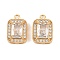Brass Micro Pave Cubic Zirconia Charms, Cadmium Free & Nickel Free & Lead Free, Rectangle Charms, Real 18K Gold Plated, 14x9x5mm, Hole: 1.5mm