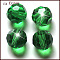 Imitation Austrian Crystal Beads, Grade AAA, K9 Glass, Faceted(32 Facets), Round, Green, 10mm, Hole: 0.9~1mm