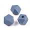 Painted Natural Wood Beads, Polyhedron, Steel Blue, 15.5~16x15.5~16x12mm, Hole: 3mm