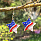 Independence Day Theme Alloy Enamel Dangle Earrings, with Crystal Rhinestone, Platinum, Star, 35mm
