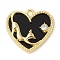 Alloy with Rhinestone Pendants, Heart with Cat, Black, 18.5x20x3mm, Hole: 1.6mm
