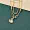 Brass Multi-strand Bracelets, Cable & Paperclip Chains Bracelets for Women, with Glass, Leaf, Real 18K Gold Plated, 6-7/8 inch(17.5cm)