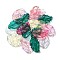 Glass Pendants, with Gold Sands, Leaf Charms, Mixed Color, 28x17x3.5mm, Hole: 1.2mm