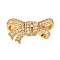 Brass Micro Pave Clear Cubic Zirconia Fold Over Clasps, Cadmium Free & Nickel Free & Lead Free, Bowknot, Real 18K Gold Plated, 14x25x14mm