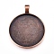 Alloy Pendant Cabochon Settings, Plain Edge Bezel Cups, DIY Findings for Jewelry Making, Cadmium Free & Lead Free, Flat Round, Red Copper, 62.5x50x4mm