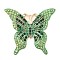 Zinc Alloy Pendants, with Rhinestone, Butterfly, Olivine, 45x49x4.5mm, Hole: 1.6mm