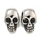 316 Surgical Stainless Steel with Rhinestone European Beads, Large Hole Beads, Skull, Jet, 24x14mm, Hole: 9mm