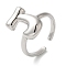 Initials Brass Open Cuff Ring for Women, Letter J, 16.5x11mm, Adjustable