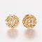 Brass Micro Pave Cubic Zirconia Beads, Round, Golden, 10mm, Hole: 1mm