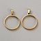 Stainless Steel Open Back Bezel Pendant Cabochon Settings, Flat Round, Golden, 28x25x3mm, Hole: 7mm